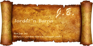 Jordán Barna névjegykártya