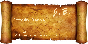 Jordán Barna névjegykártya